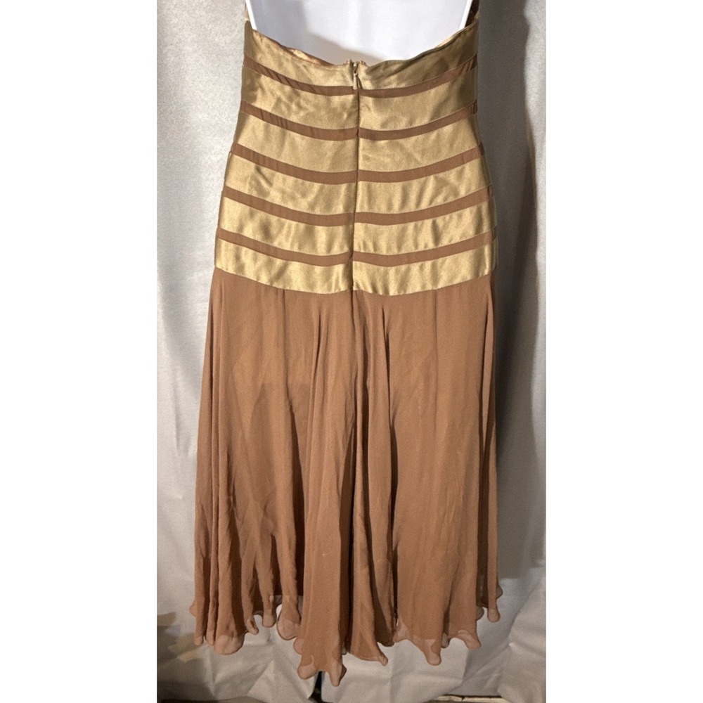 Veronica Di Santo Atelier Halter Dress Silk Chiffon Gold Metallic Bronze US 8 - Picture 5 of 6